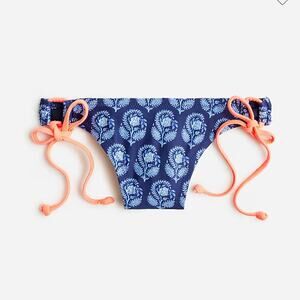 J.Crew Side Tie String Bikini Bottom in Navy Bouquet